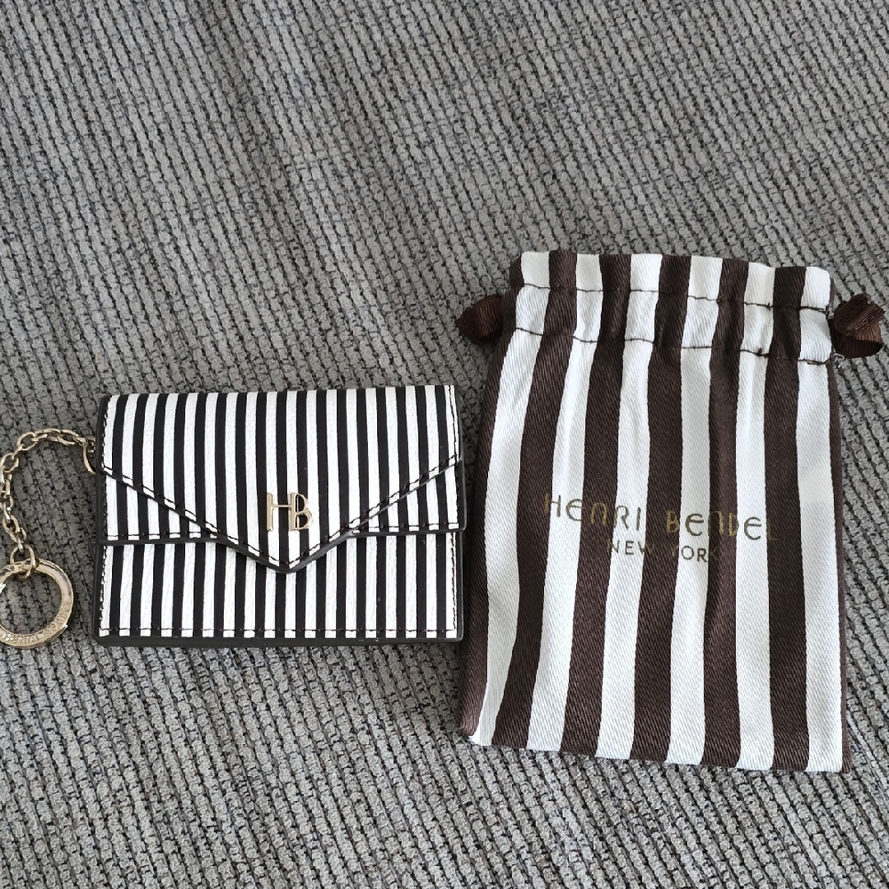 Henri Bendel Monochrome Striped Wallet with Pouch